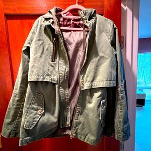 Topshop Green Utility Jacket with Hood